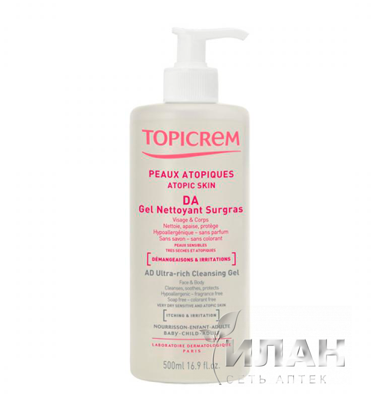 Топикрем ДА Ультра Риш гель очищающий (Topicrem Da Ultra Rich gel nettoyant surgras)