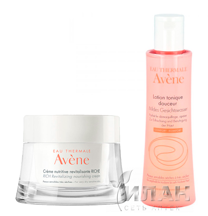 Авен набор Питательный компенсирующий крем + Мягкий-лосьон (Avene Rich Compensating Cream + Lotion gentle lotion)