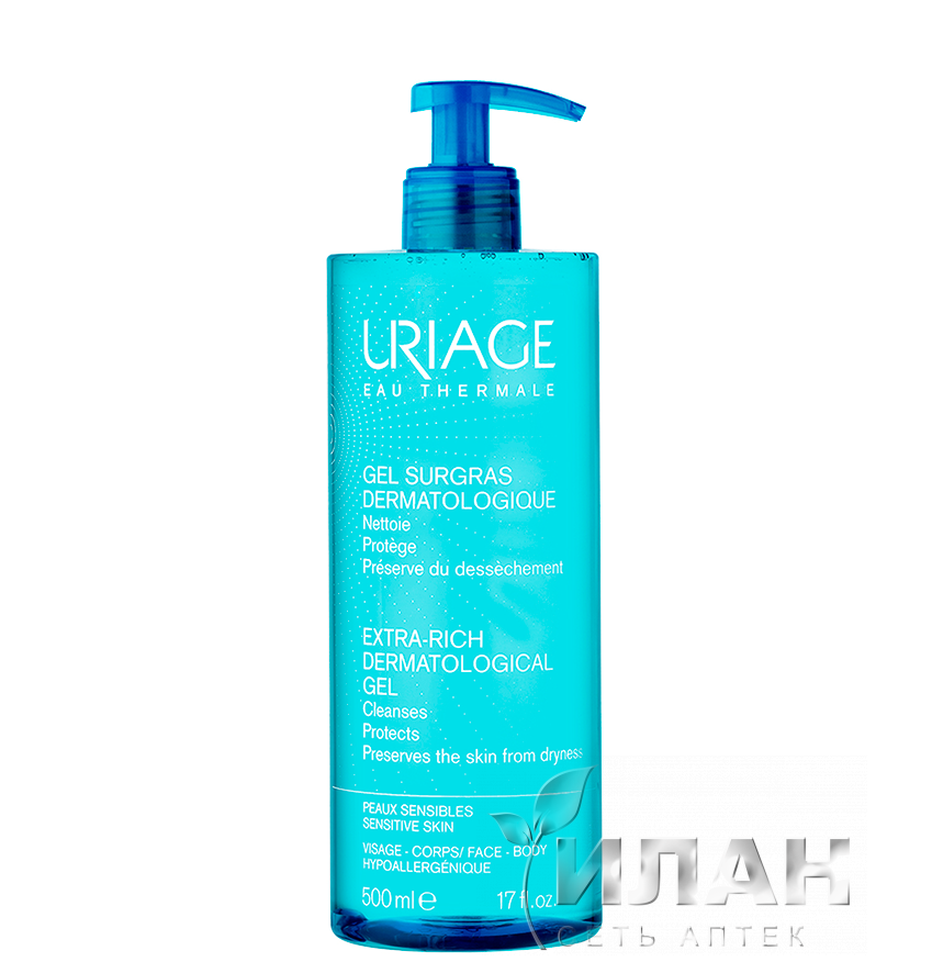 Урьяж Гель Обогащенный дерматологический для лица и тела (Uriage Surgras Liquide Dermatologique Gel Nettoyant Moussant Sans Savon)