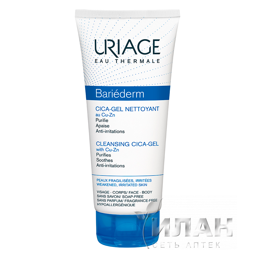 Урьяж Барьедерм Цика-Гель очищающий с Cu-Zn (Uriage Bariederm Cica-Gel Nettoyant au Cu-Z)