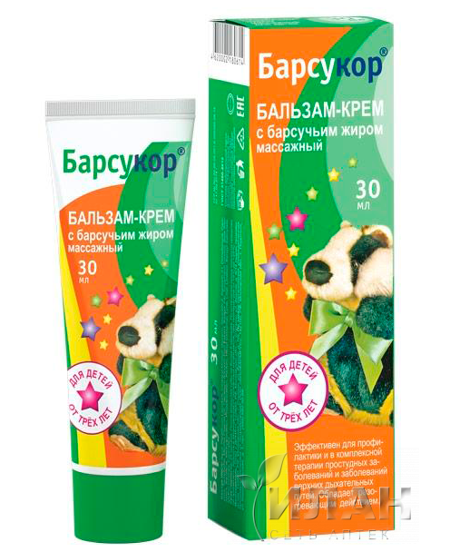 Барсукор детский бальзам барсучка "Барсукор" разогревающий массажный 30мл